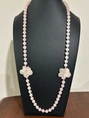 Vintage Natural Rose Quartz Beaded Necklace